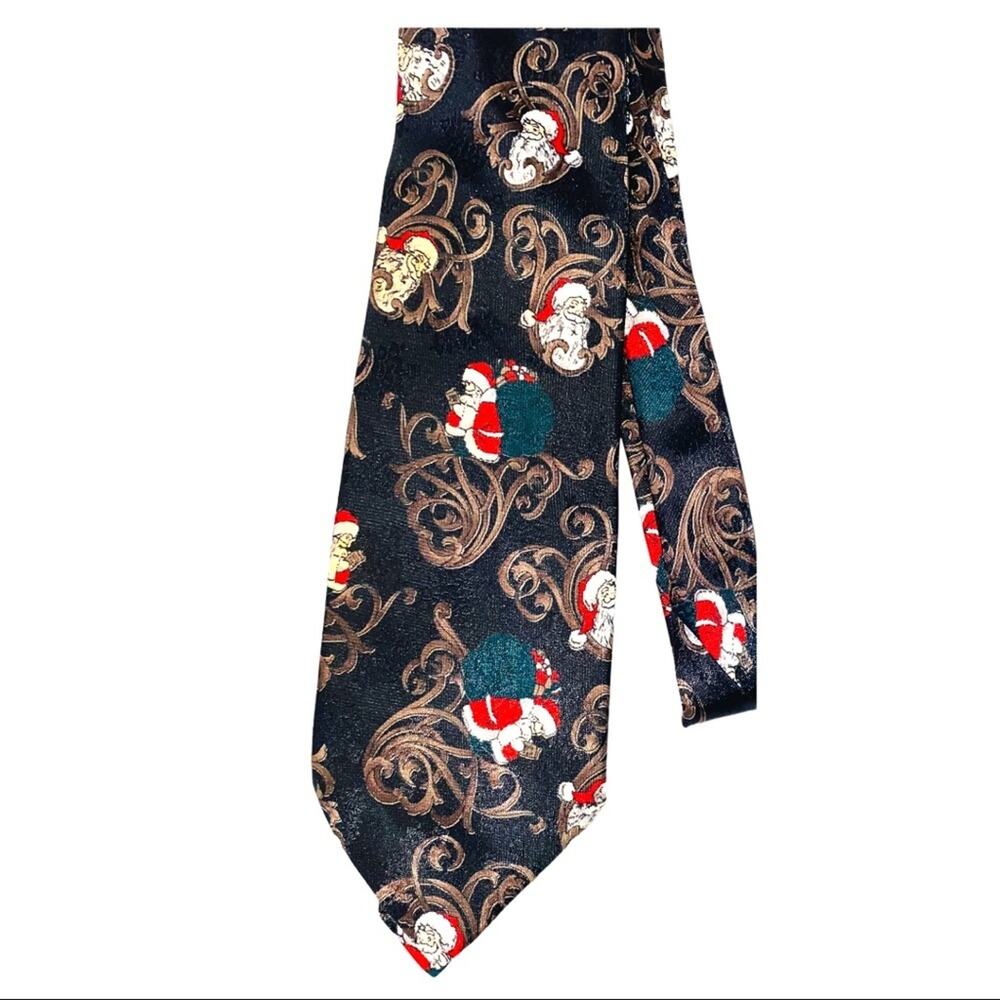 Vintage black Santa Claus tie Holiday